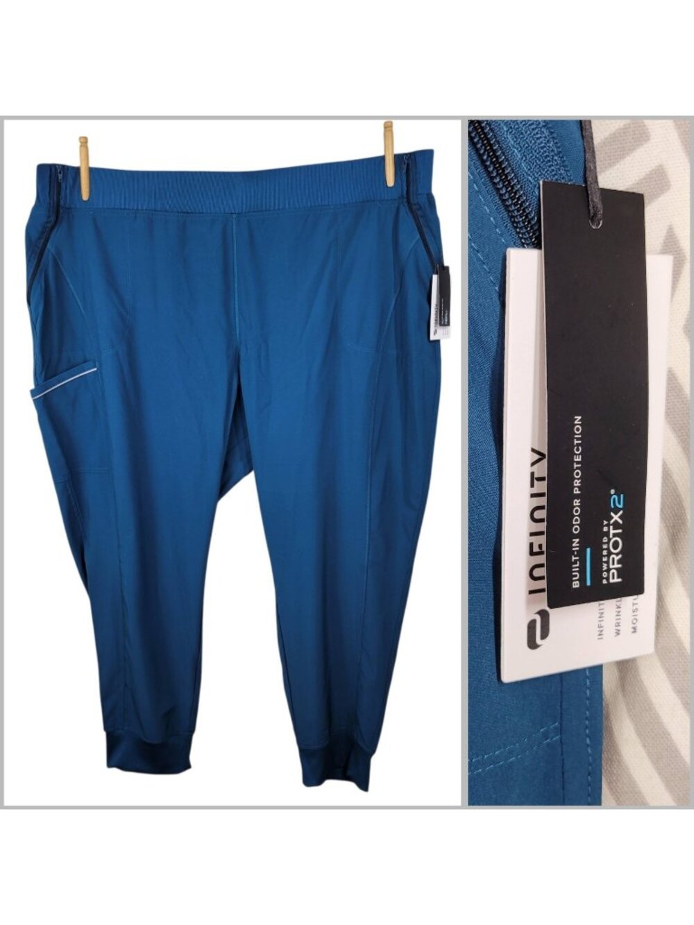 NEW Scrubs Pants Plus Size 5XL 5X Teal Pull On Elastic Waist Joggers Cargo